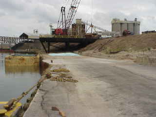 Crane unloading ore.