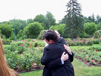 David hugging his best man, Ed.