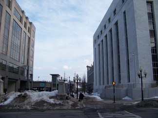 Entrance to Hudson bike path, next to SUNY admin.