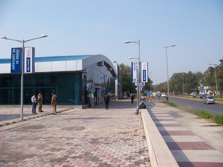 Shivatri Stadium Metro Station, New Delhi, India.