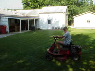 Brian mowing.