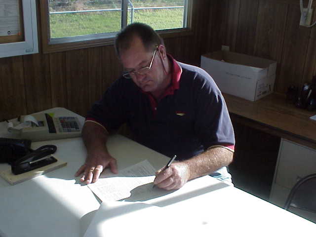Jan in Crew Registration trailer (Rosa not shown).
