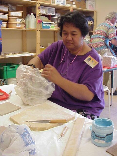 Kanchan, preparing art project.
