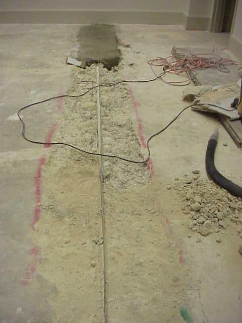 Cement floor preparation.