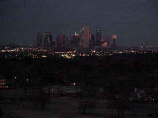 Dallas skyline after sunset.