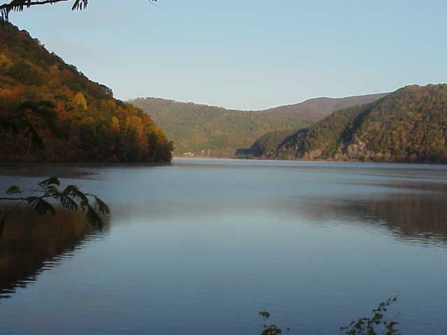 Islands created by damning river.
